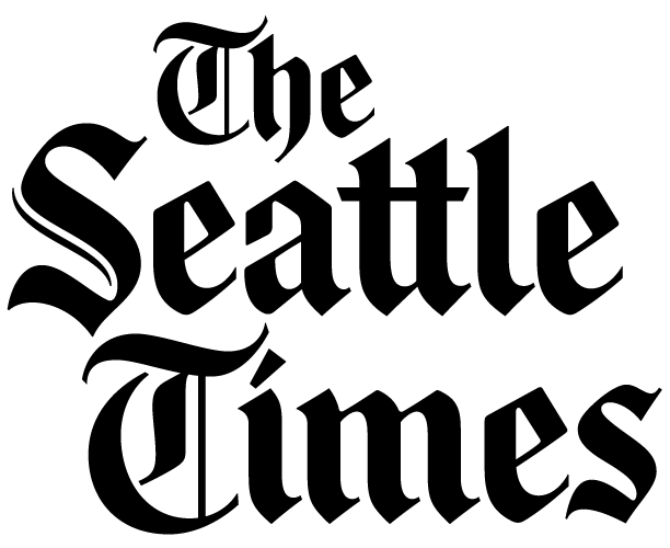 The logo for The Seattle Times newspaper, displayed in bold, black, gothic-style lettering on a light background.