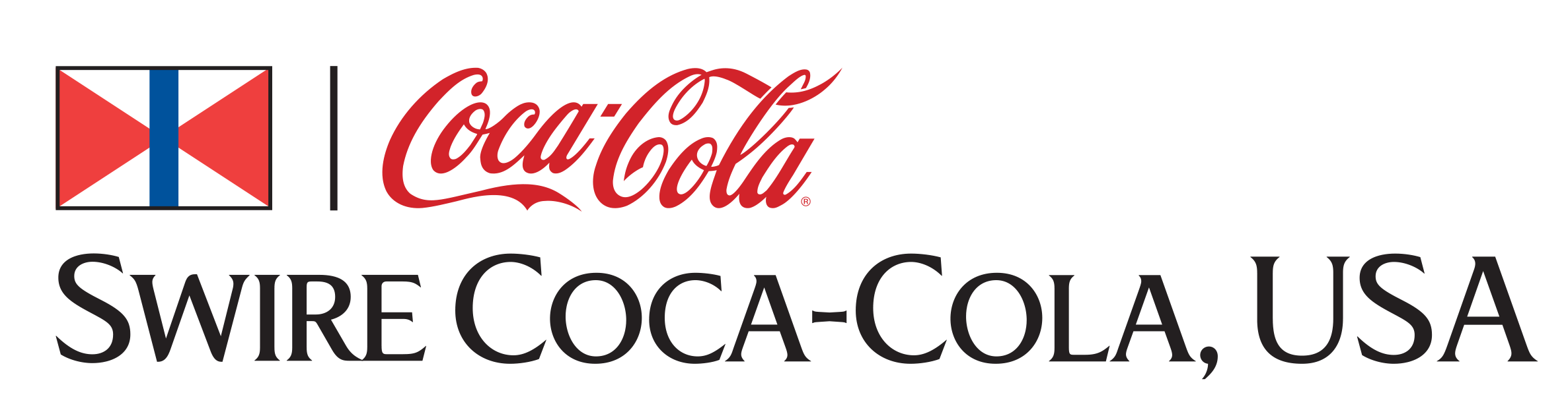 Logo featuring a red, white, and blue geometric emblem, the Coca-Cola script logo in red, and the text Swire Coca-Cola, USA in black on a white background.